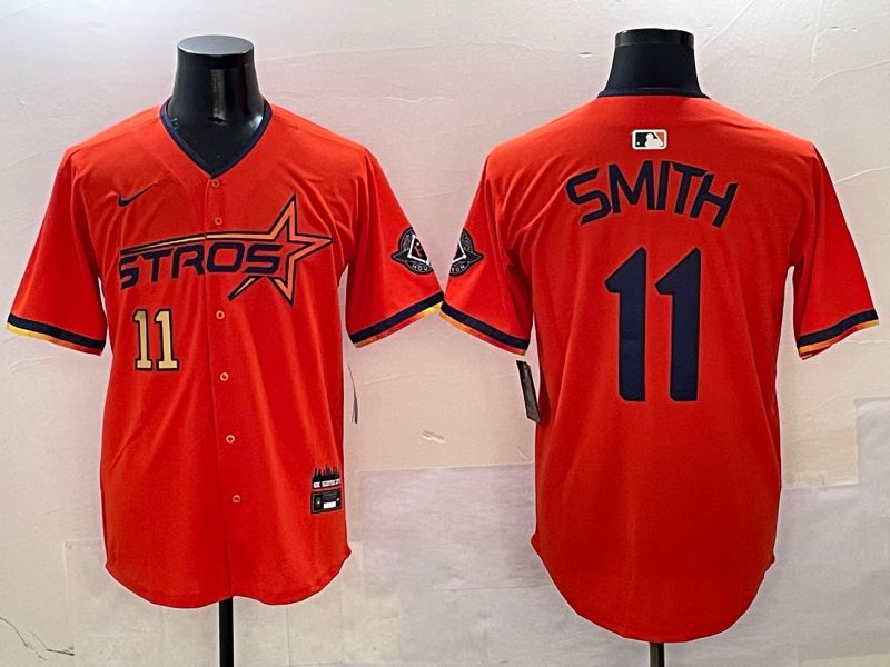 Men Houston Astros #11 Smith Orange three generations Joint Name Nike 2025 MLB Jersey style 7